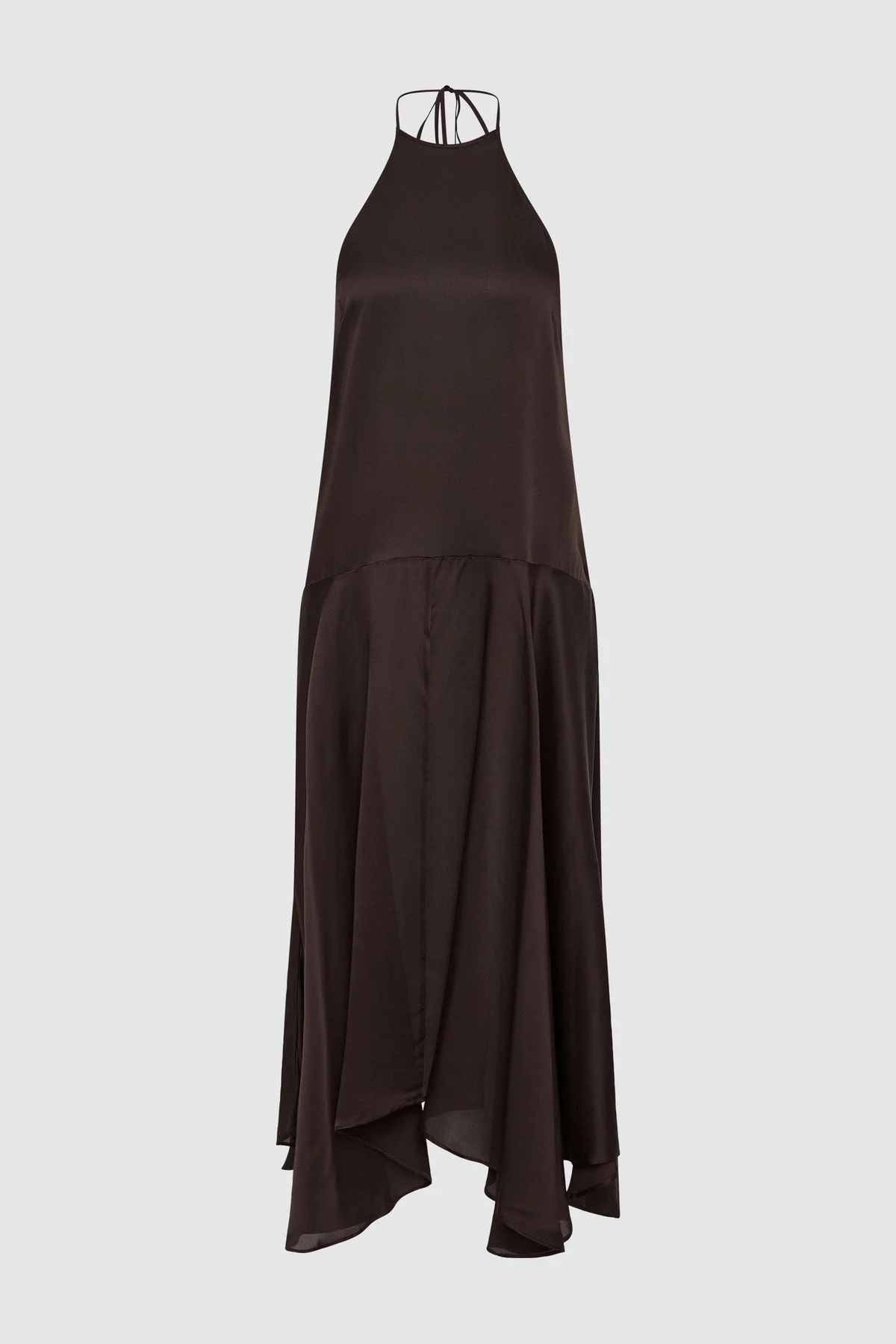 Silk Handkerchief Halter Dress - Bark - 1