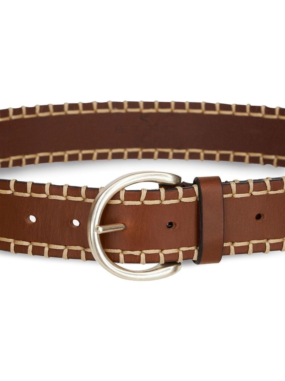 whipstitch-trim leather belt - 2