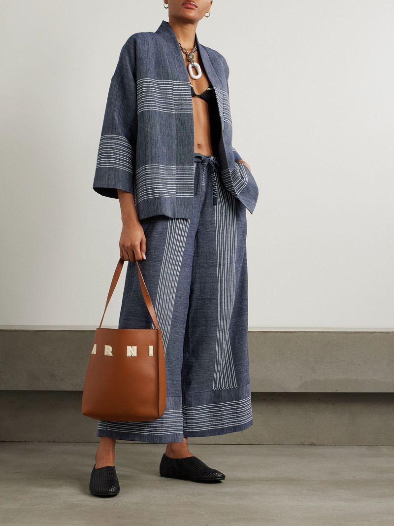 lemlem Terara striped cotton jacket Navy outlook