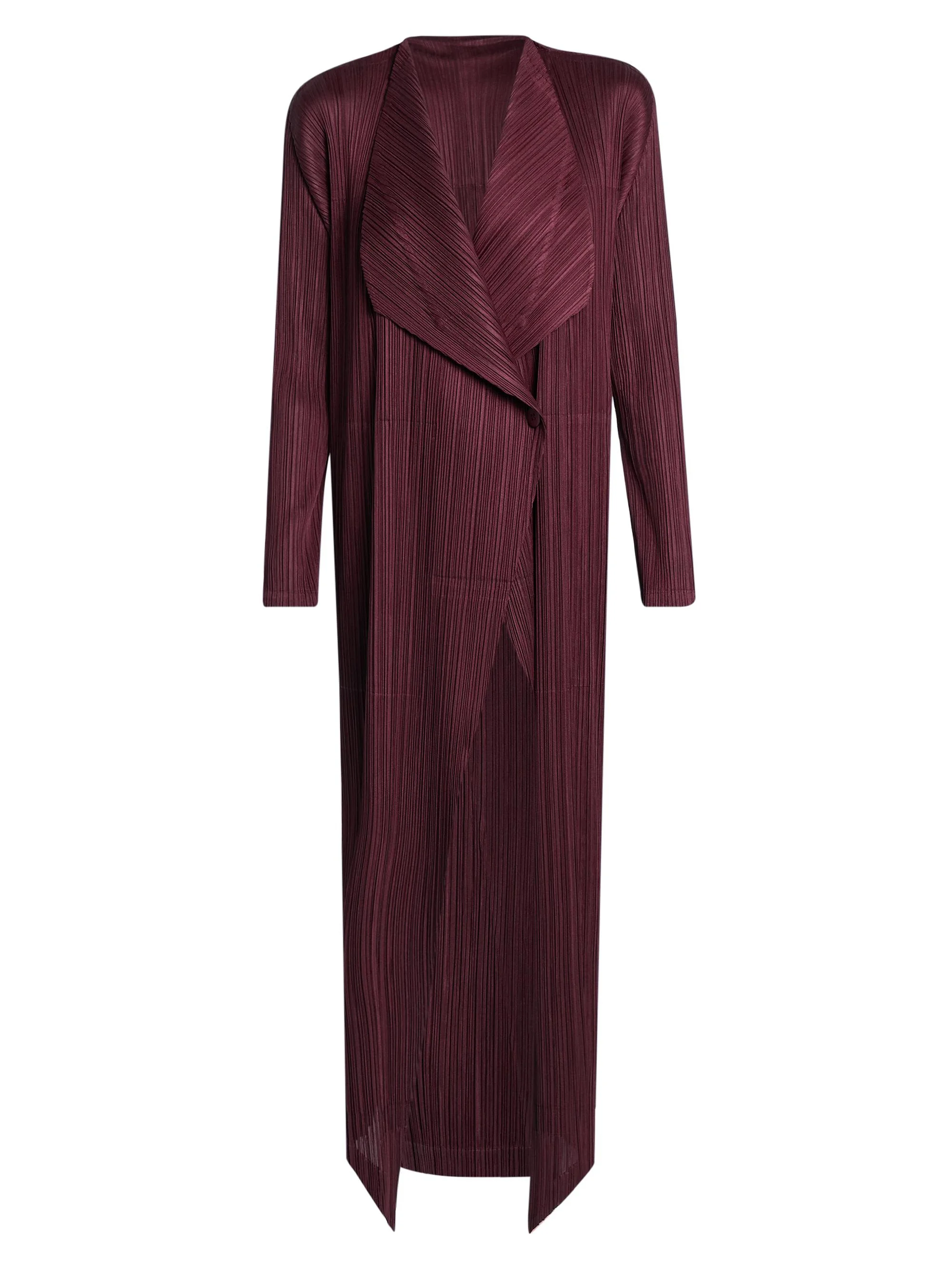 Women's Monthly Colors: January Plissé Drape Duster Jacket - Bordeaux - 1