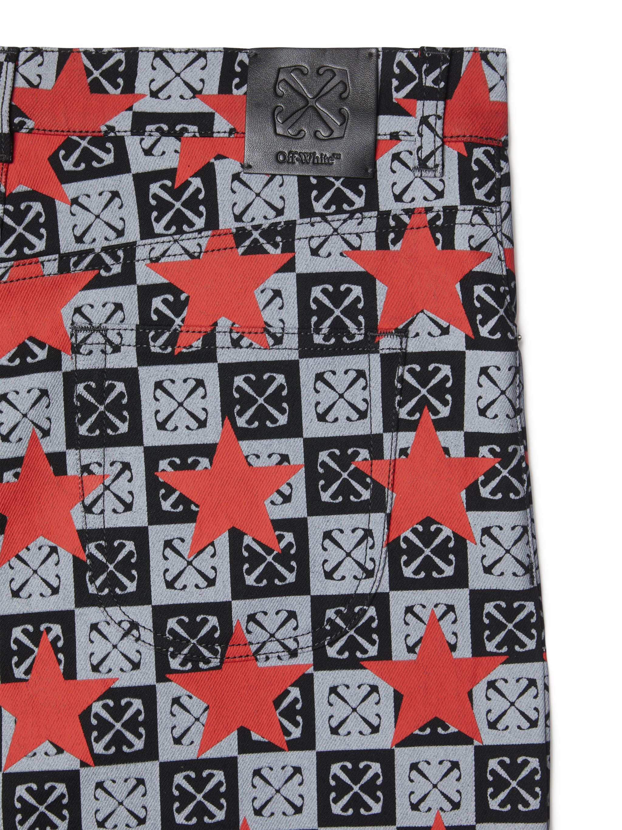 Red/black Stars All Over Straight Jeans - 3