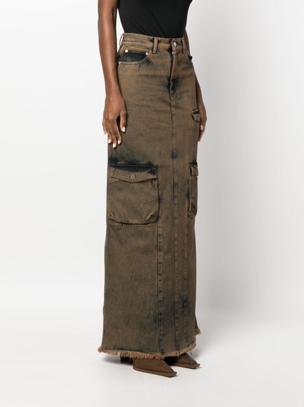 maxi denim cargo skirt - 3