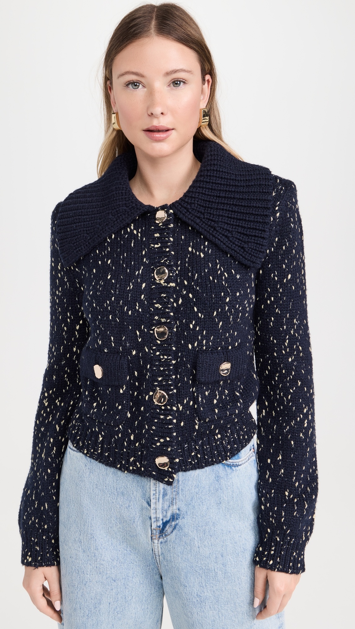 Navy Metallic Merino Cardigan - 6