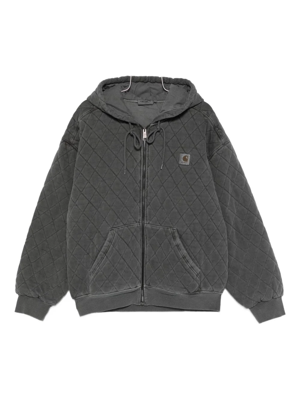 quilted hooded zip-up jacket - 1