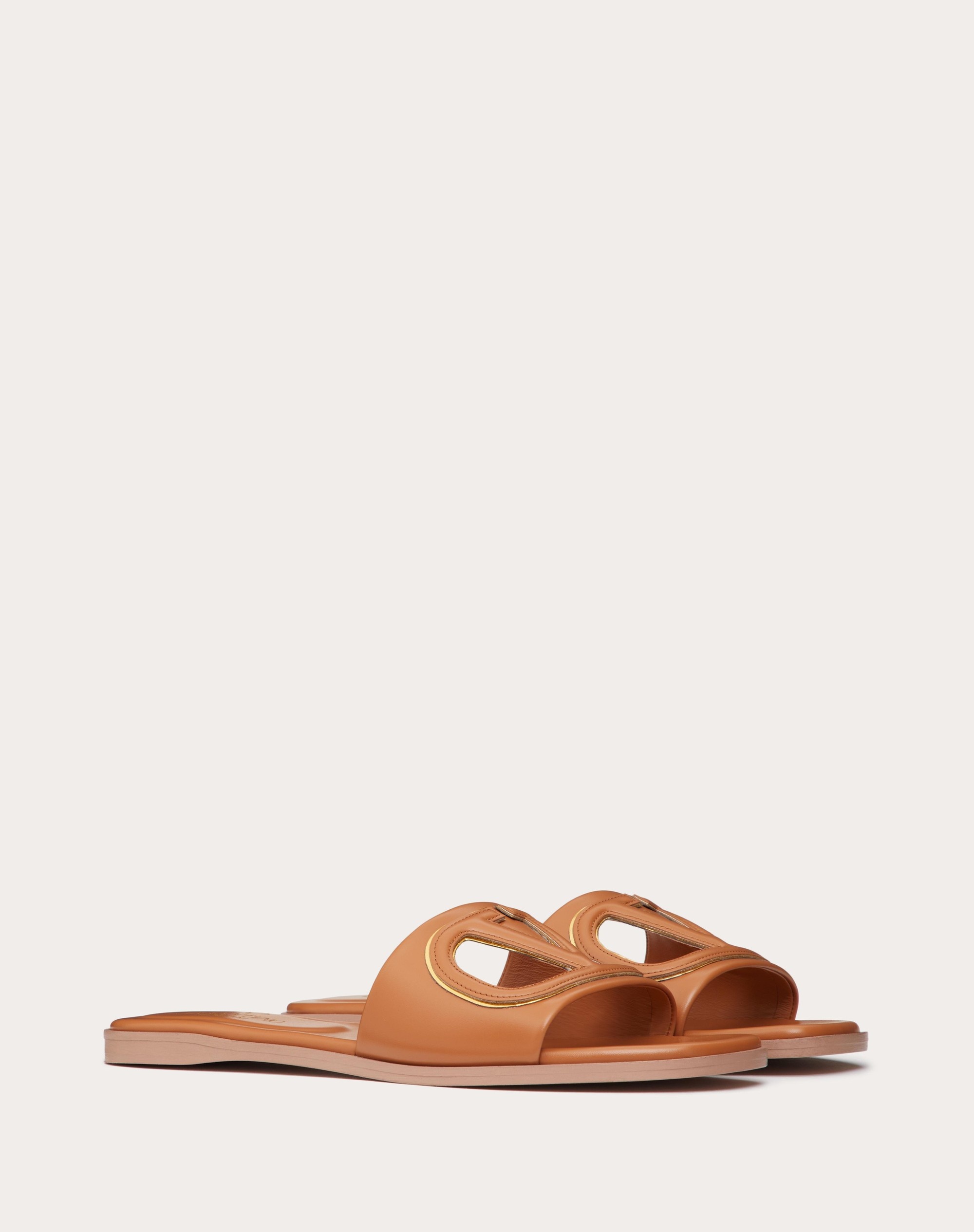 VLOGO CUT-OUT CALFSKIN SLIDE SANDAL - 2
