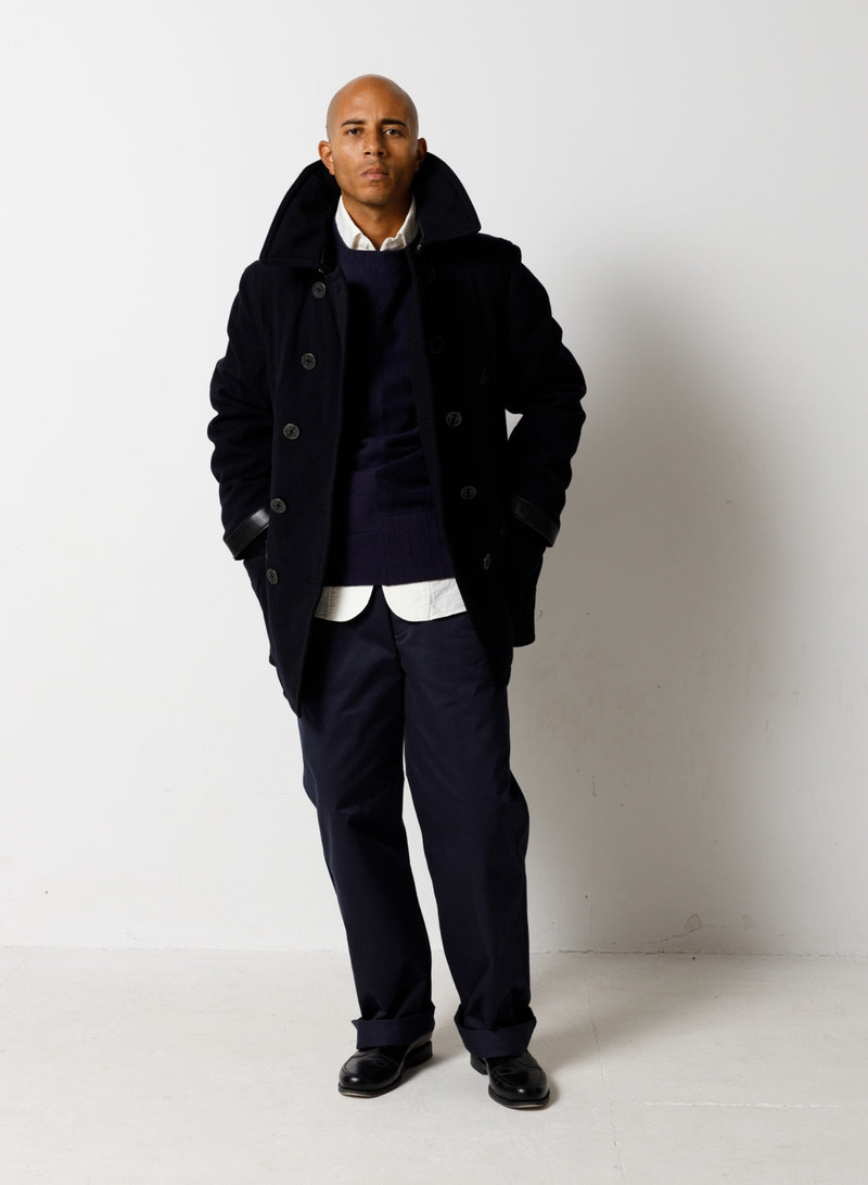Nigel Cabourn 40's U.S. Navy Pea Coat in Black outlook