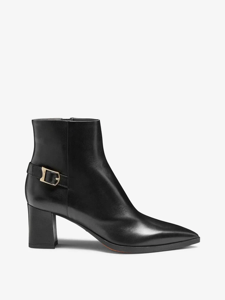 Santoni Leather Buckle Booties - 1