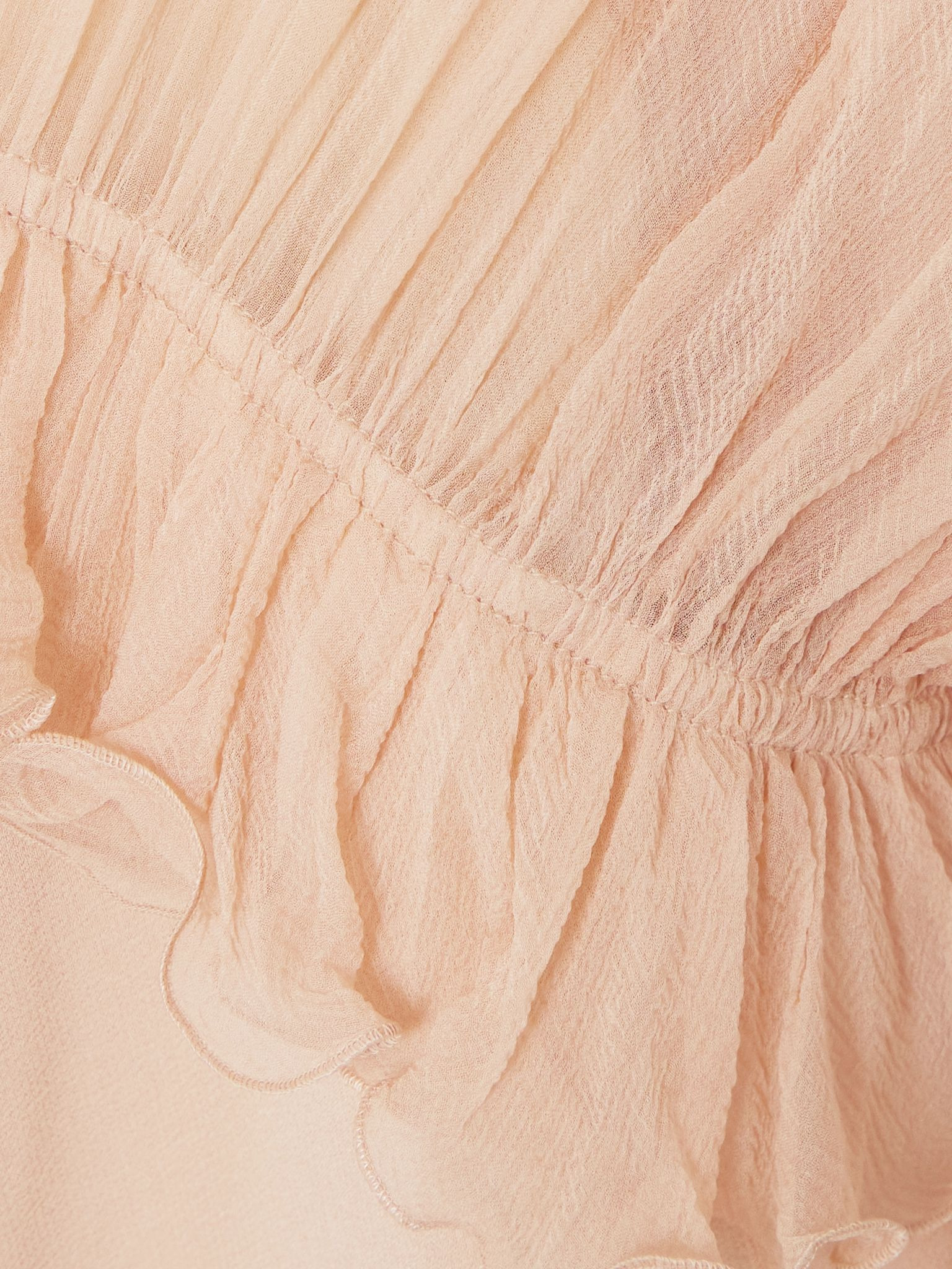 Ruffled silk-crepon and crepe maxi dress Baby pink - 4
