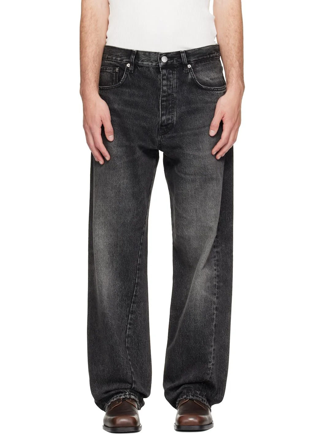 Black Wide Twist Jeans - 1