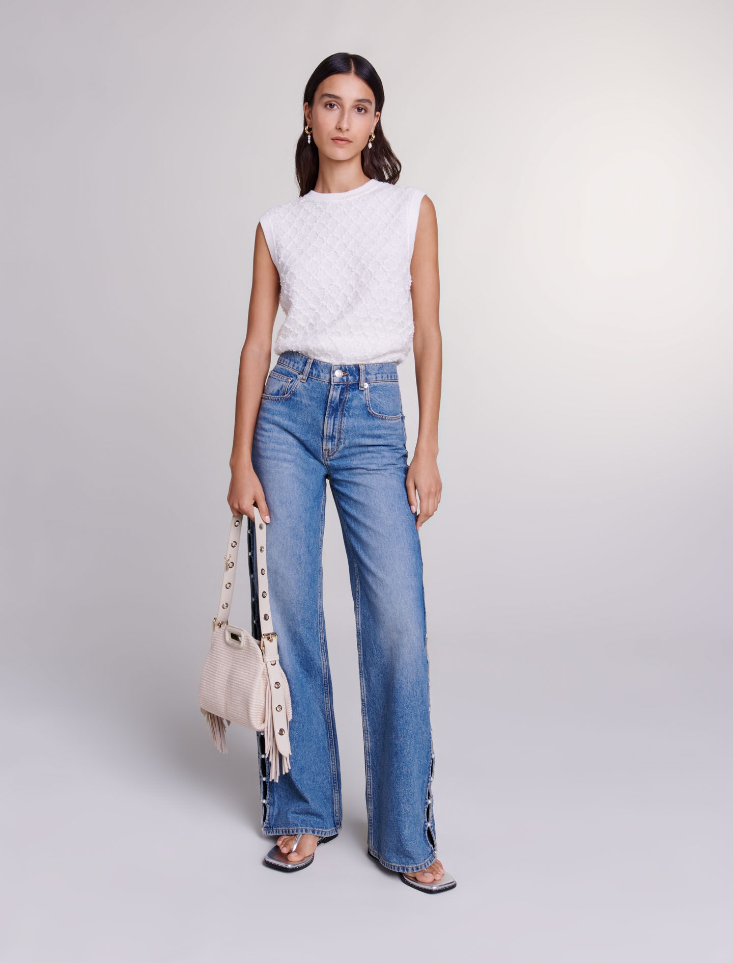 Beaded cutaway jeans - 2