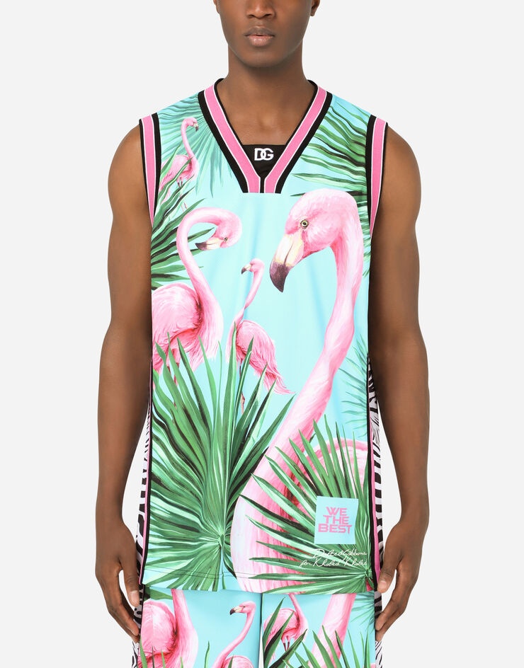 Technical fabric singlet with flamingo print - 7