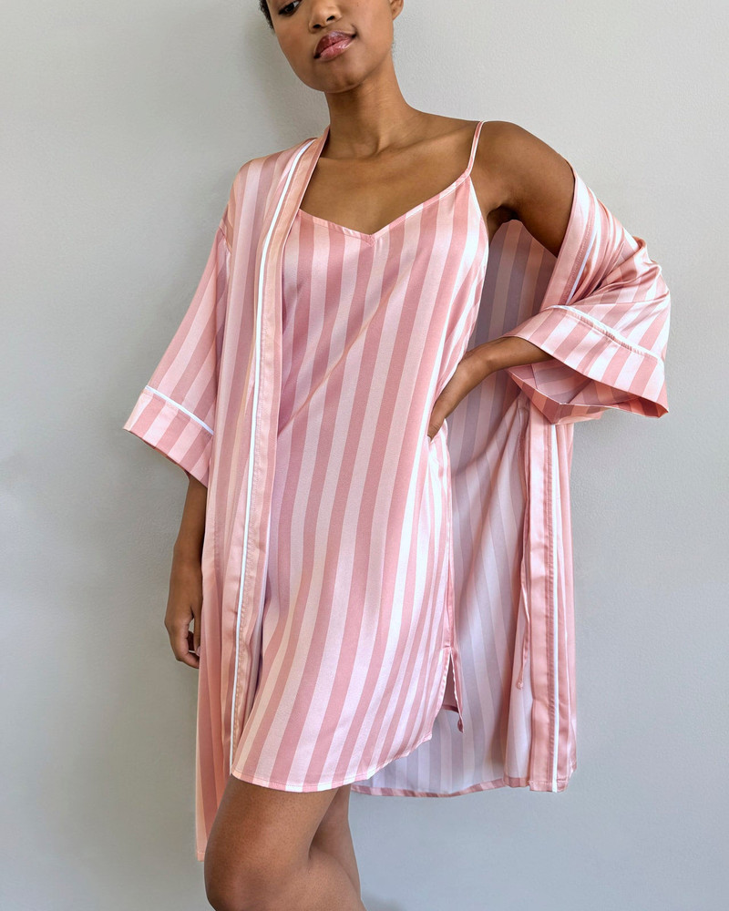 Cabana Stripe Satin Silk Chemise 1