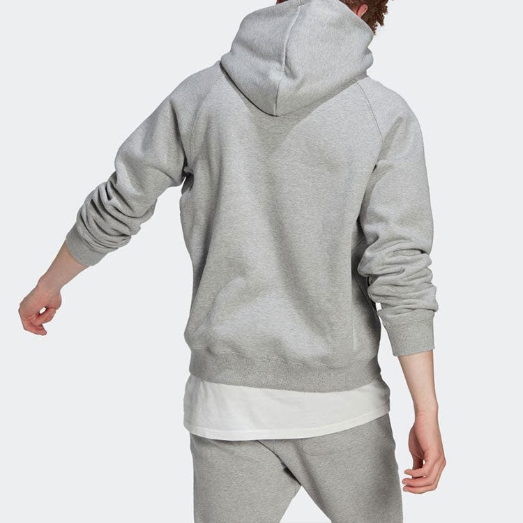 Men's adidas Solid Color Logo Hooded Loose Long Sleeves Gray HN1950 - 5