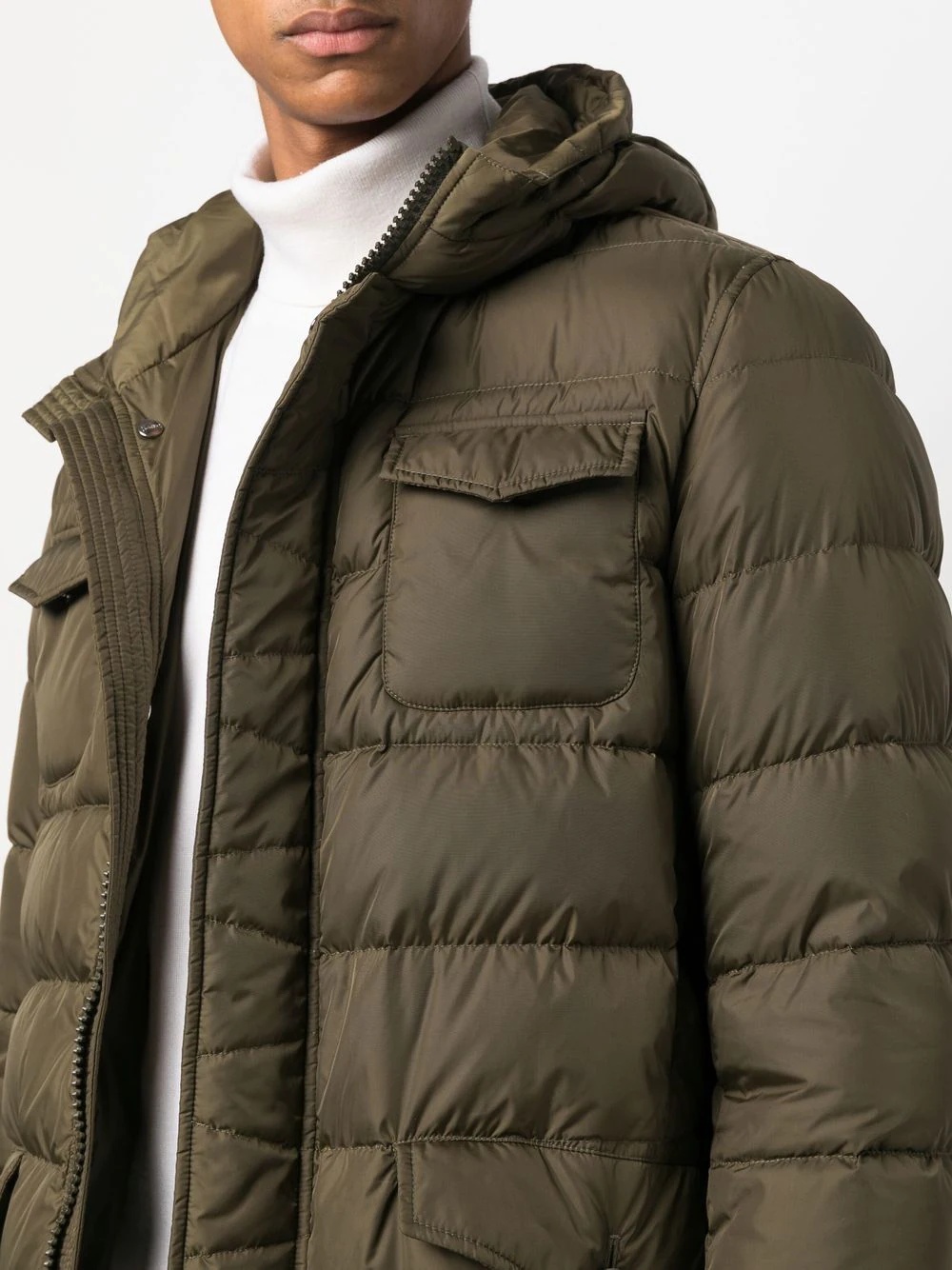 zipped hooded padded coat - 5