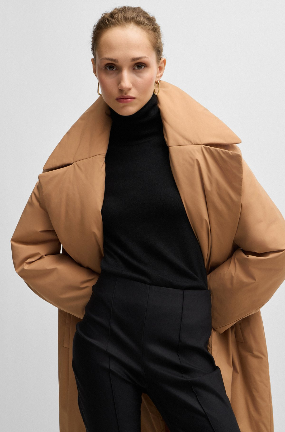 WATER-REPELLENT PADDED COAT WITH TIE-UP BELT - 6