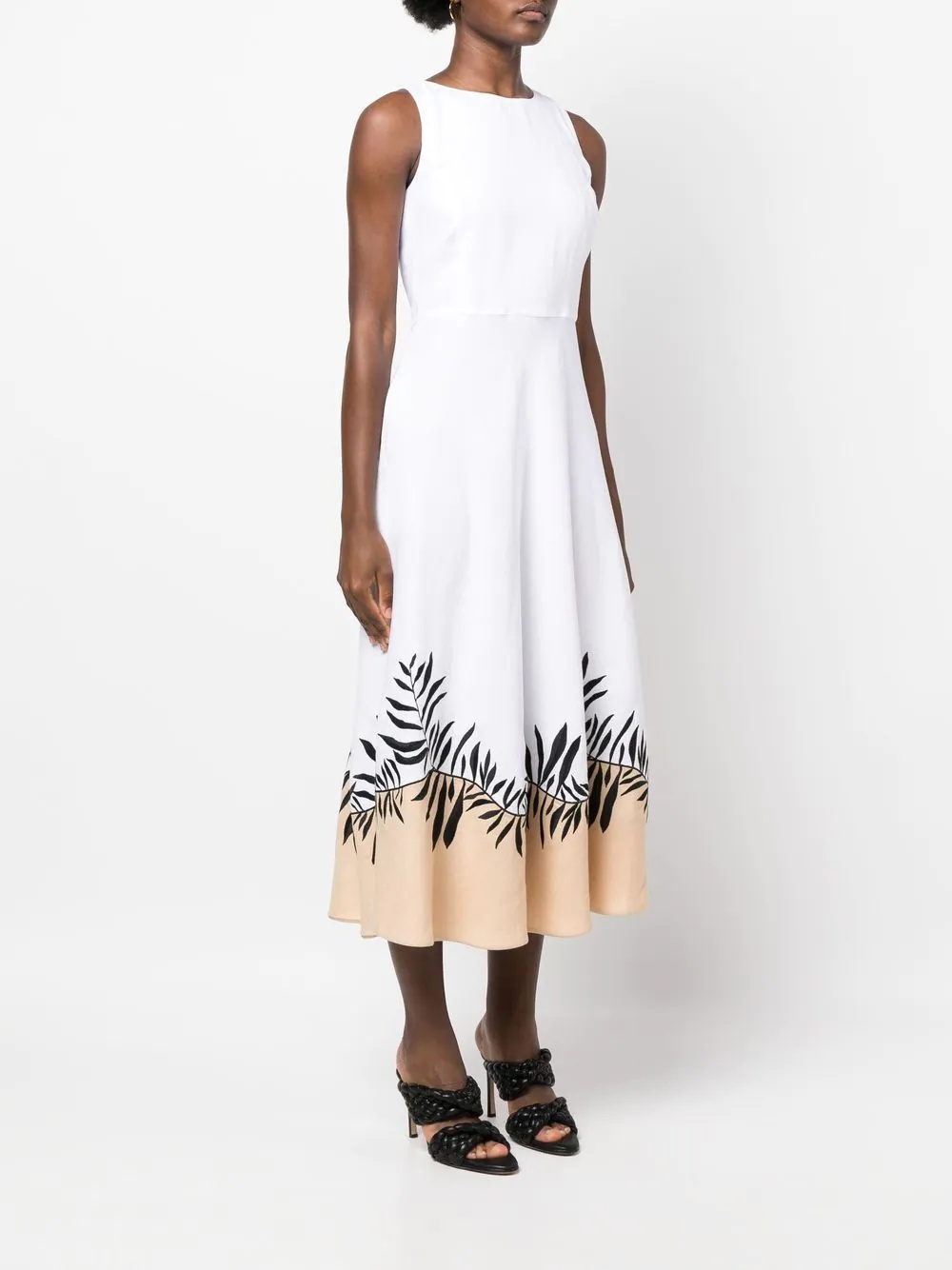 botanical print linen midi dress - 3