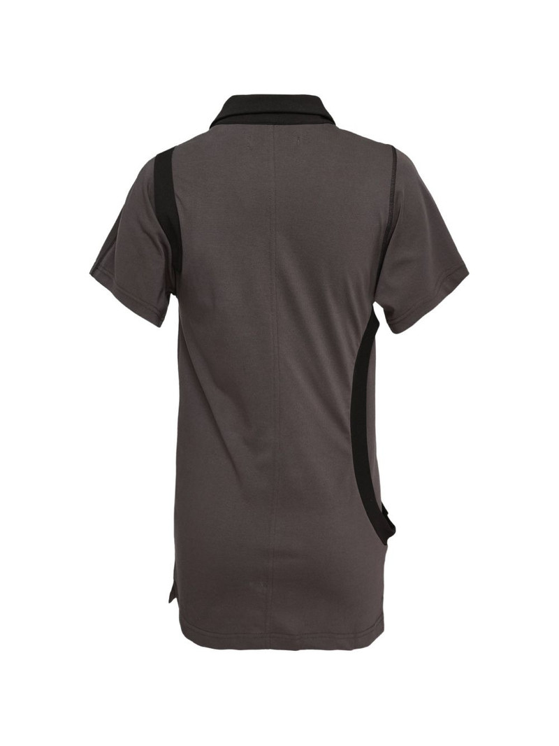 OPEN YY curved button-panel polo top outlook