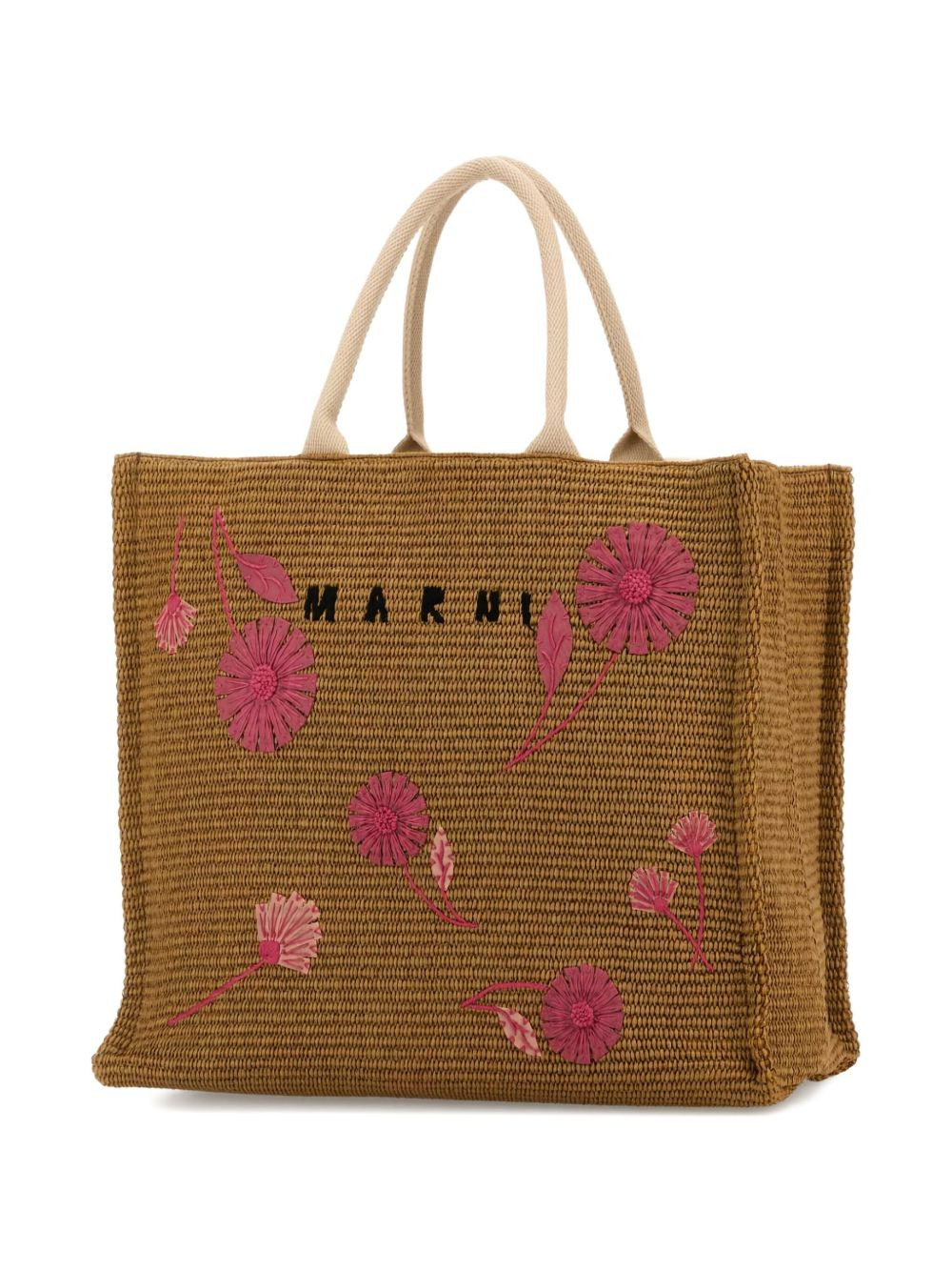 raffia flower tote bag - 3