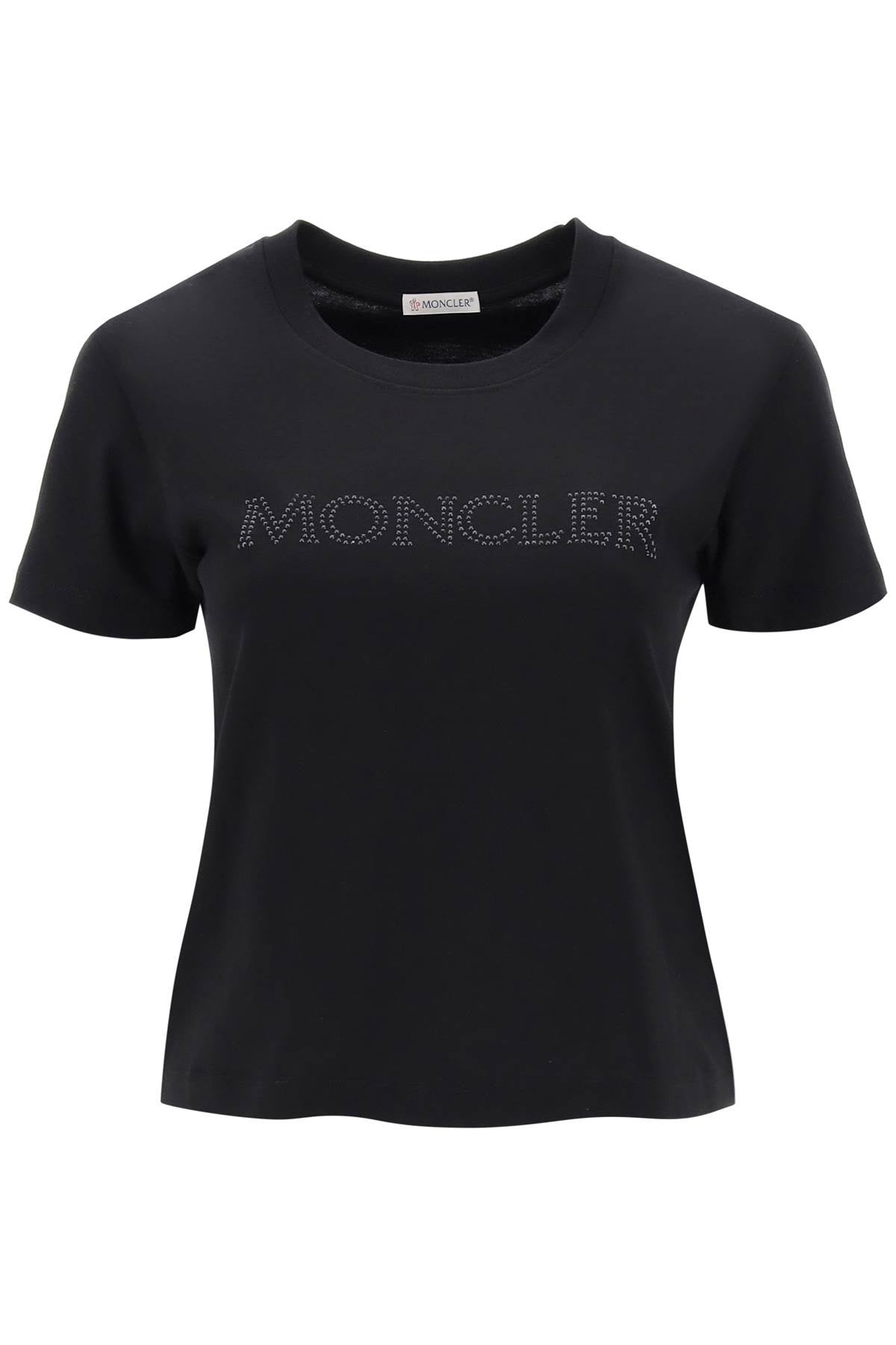 Moncler Basic T-Shirt With Rhinestone Logo Women - 1