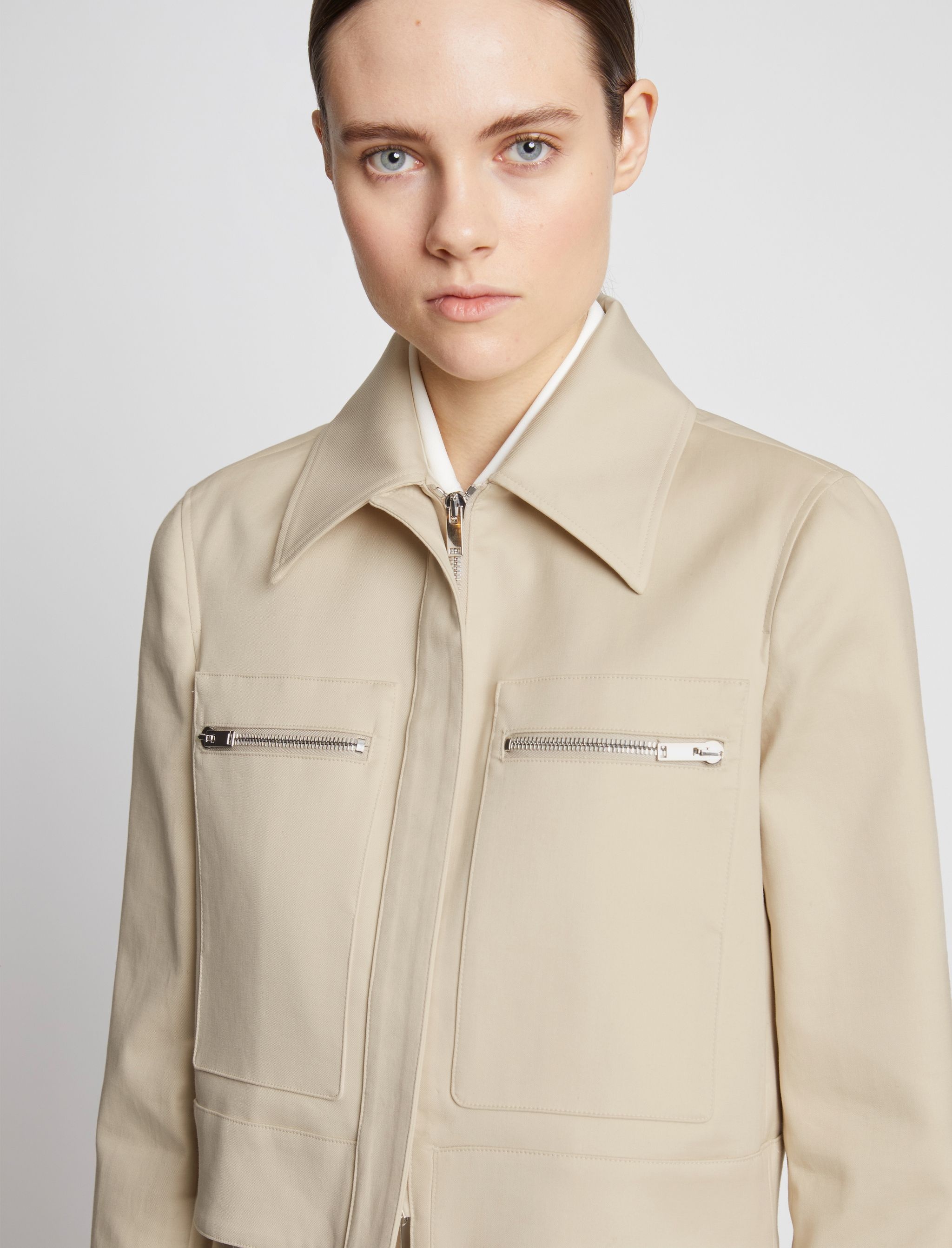 Cotton Gabardine Cropped Jacket - 6