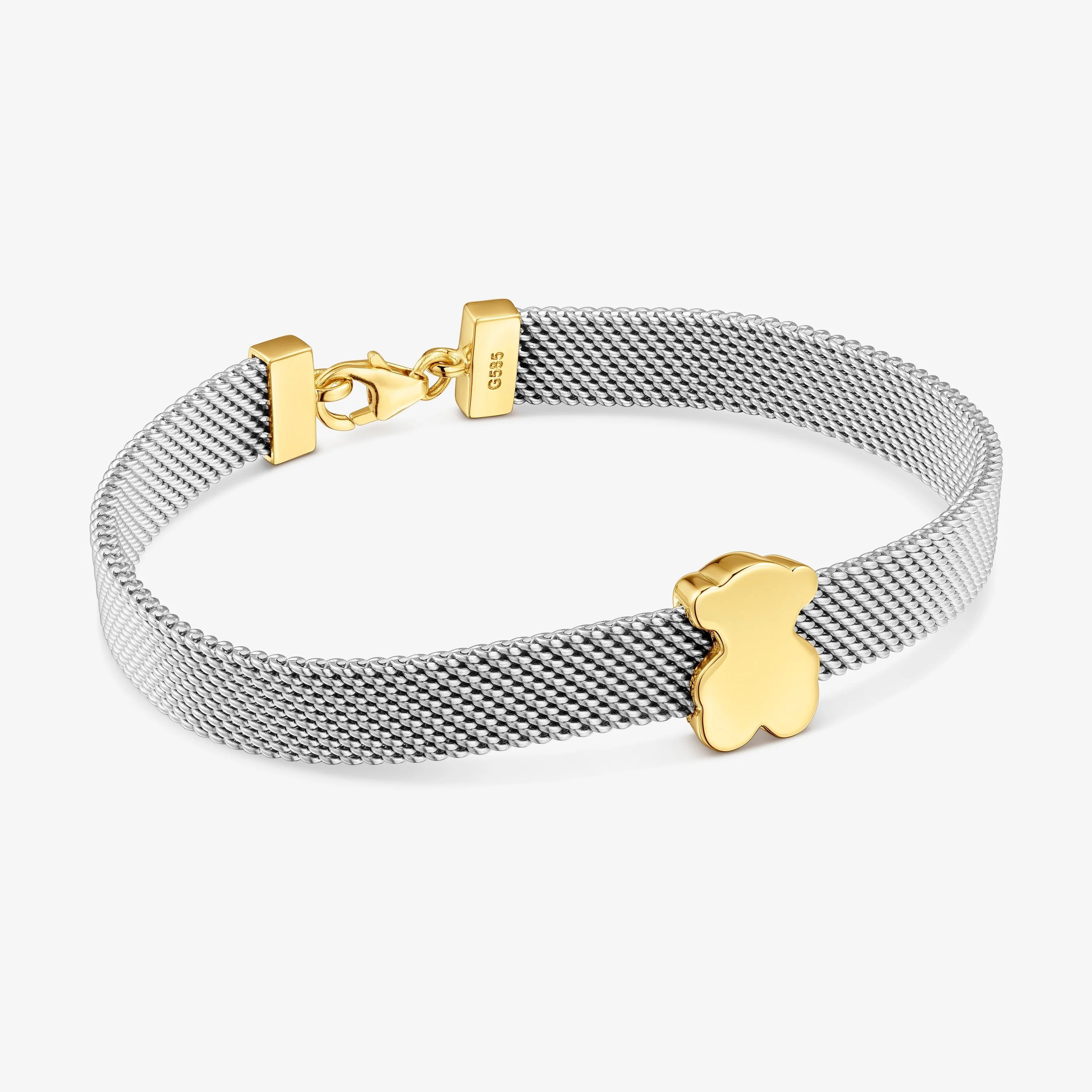 14K solid gold and 12 mm steel Bracelet Icon Mesh - 1
