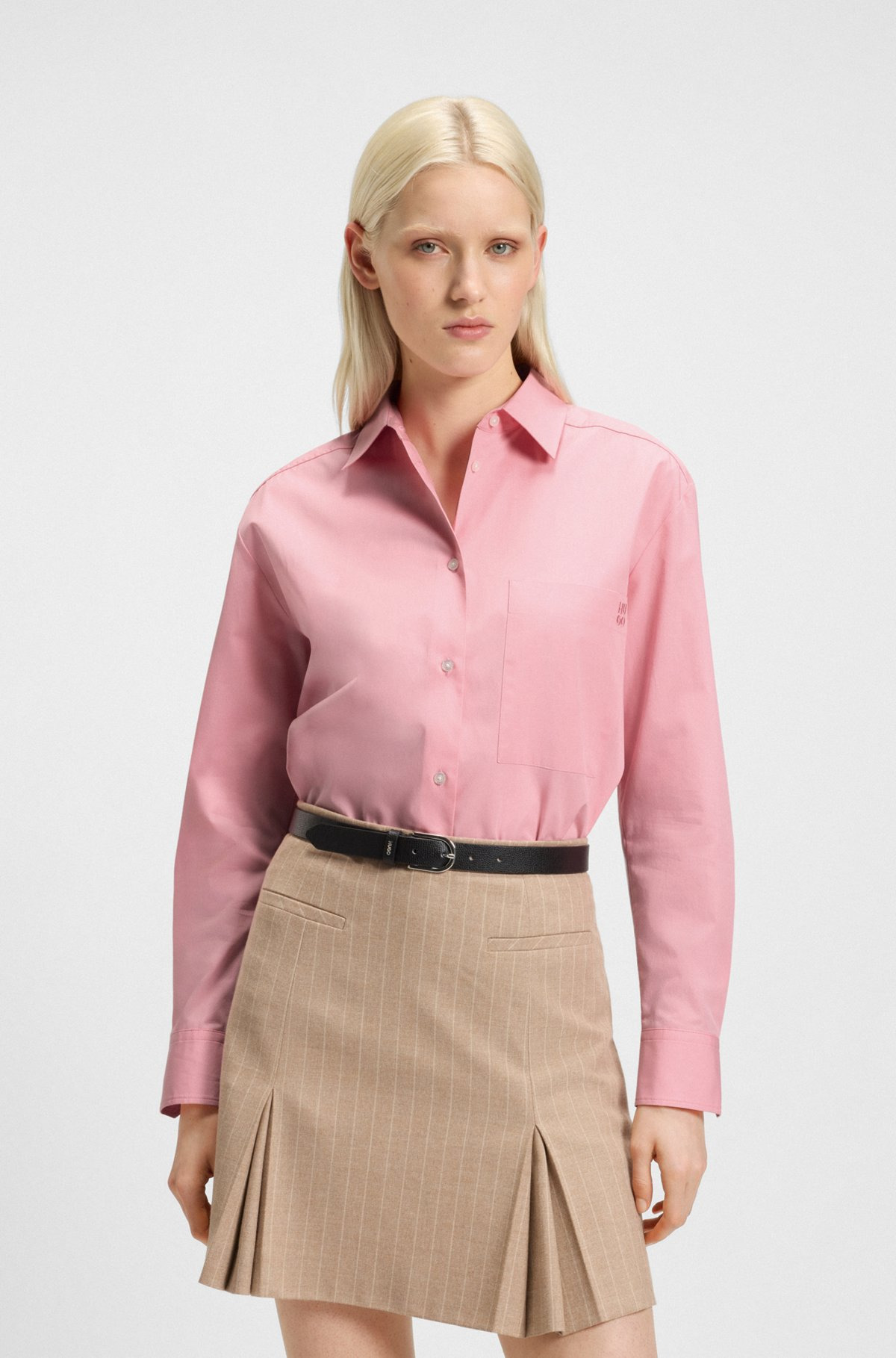 OVERSIZE-FIT BLOUSE IN COTTON CANVAS WITH EMBROIDERED LOGO - 2