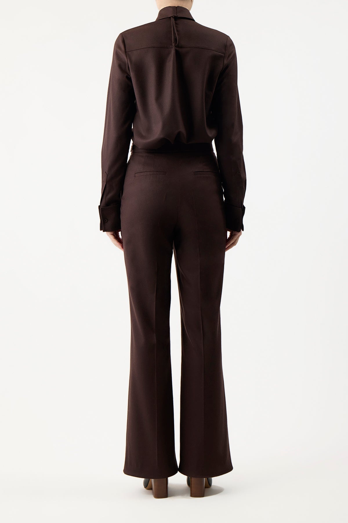 Etlin Shirt in Chocolate Superfine Wool - 5