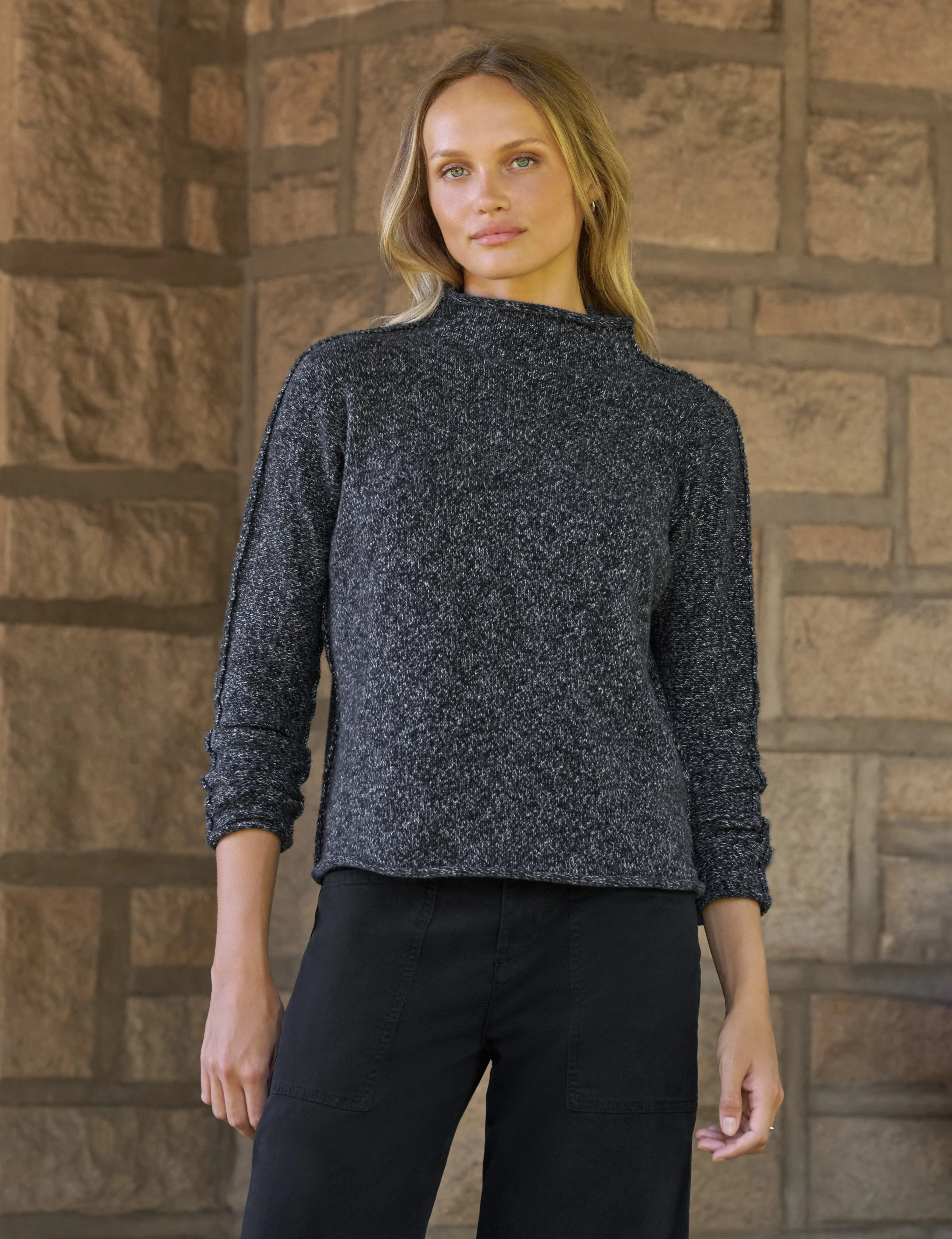 Rolled Funnel Neck Sweater - 1