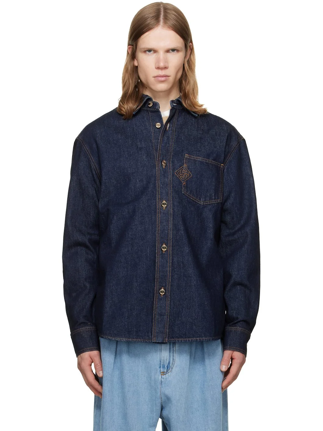 Navy Raw Denim Shirt - 1