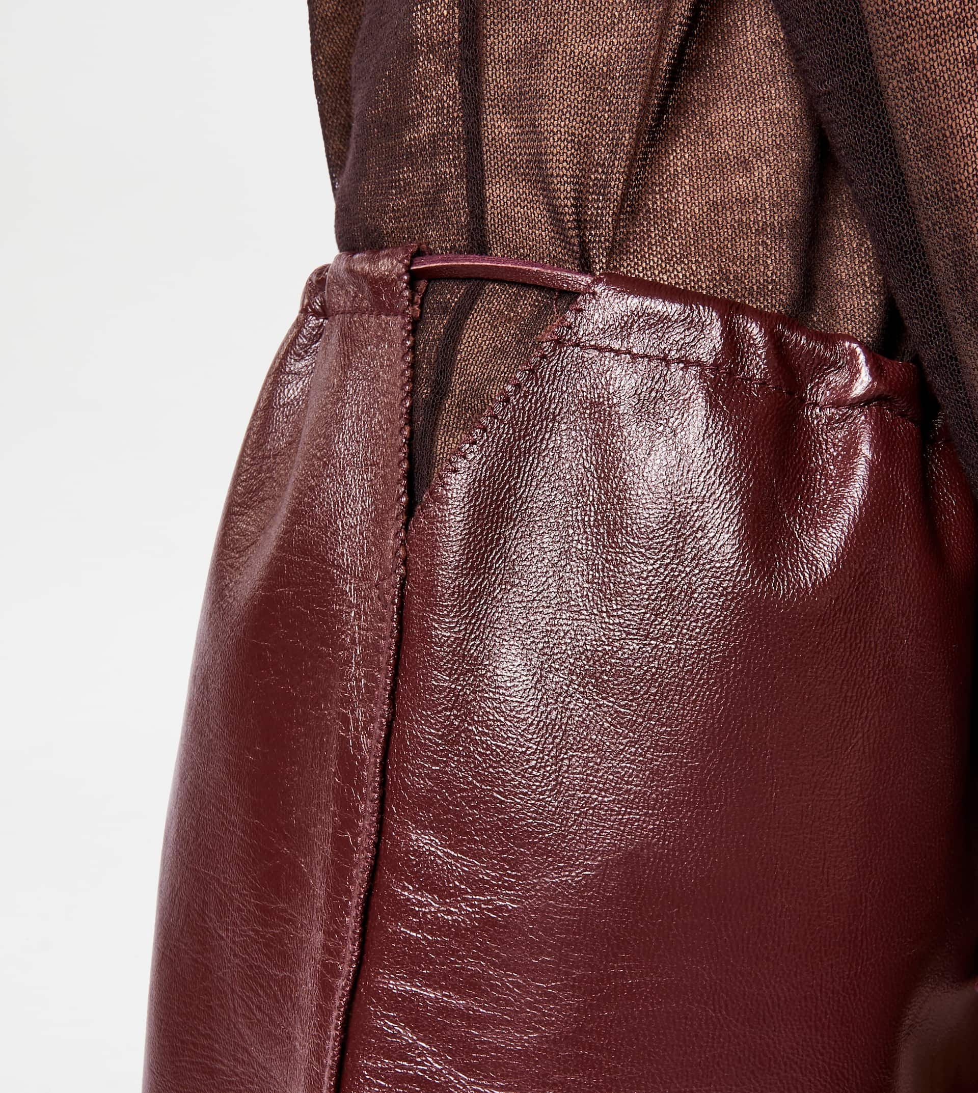 SKIRT IN LEATHER - BROWN - 4