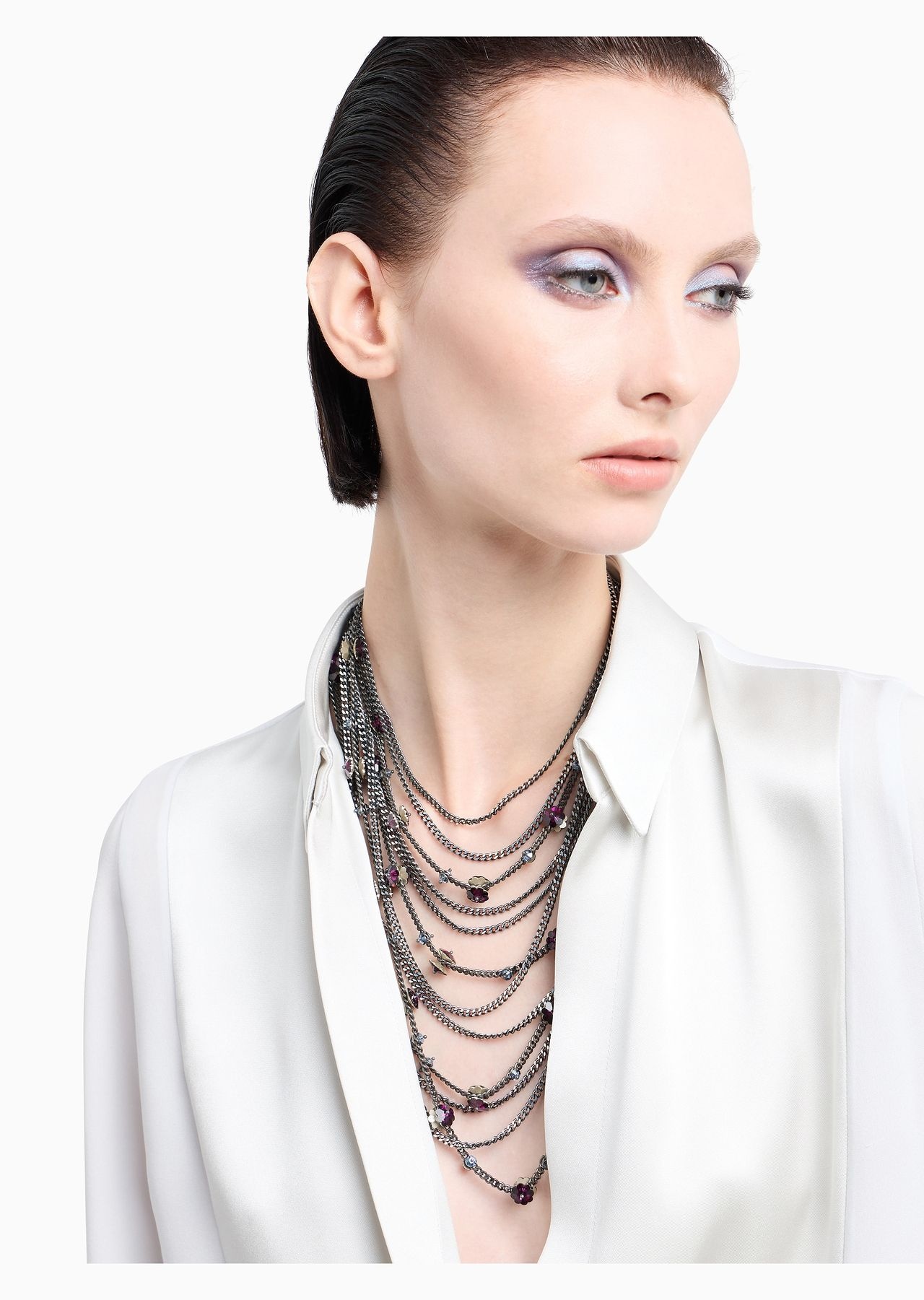 Metal multistrand necklace with Swarovski crystals - 3