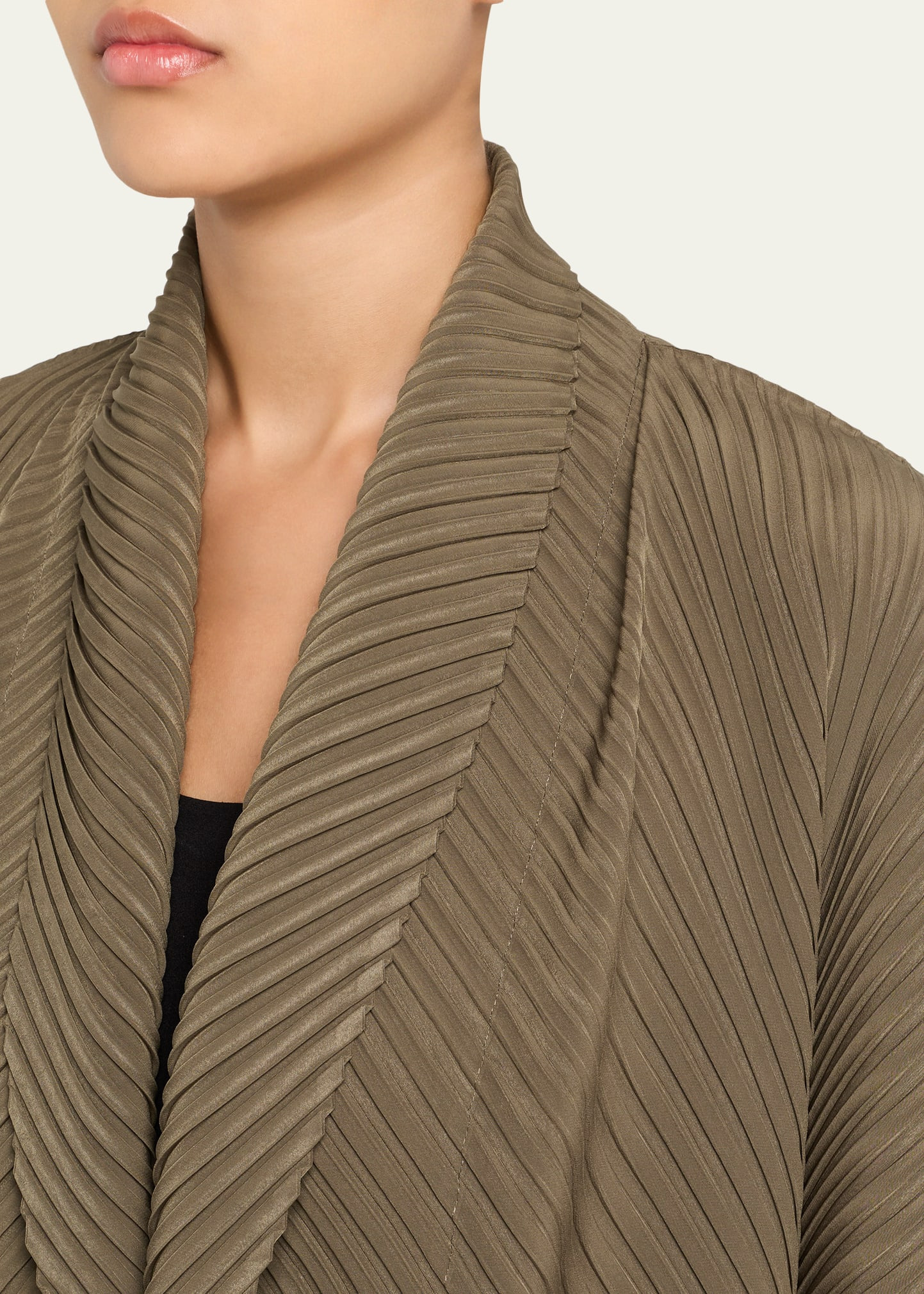 Soft Fold Pleats Shawl-Collar Jacket - 5