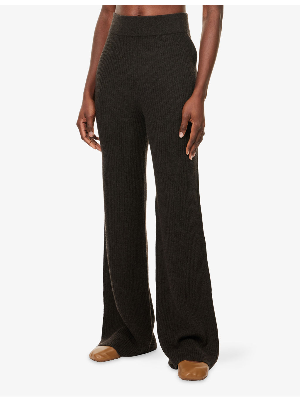 Banvir Ribbed Wide-Leg Cashmere Trousers - 3