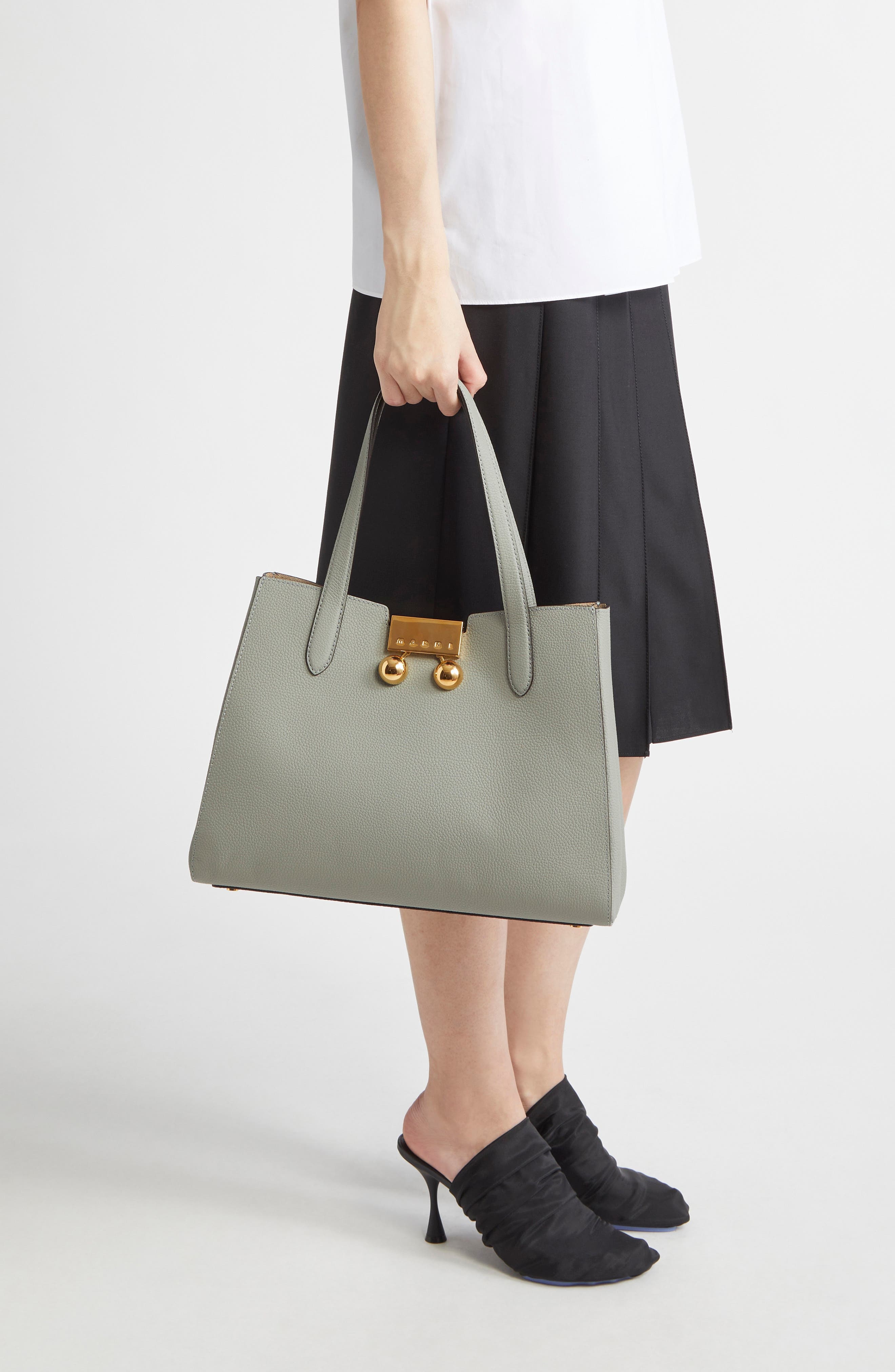 Marni Small Trunkaroo Leather Tote in Light/Grey at Nordstrom - 2