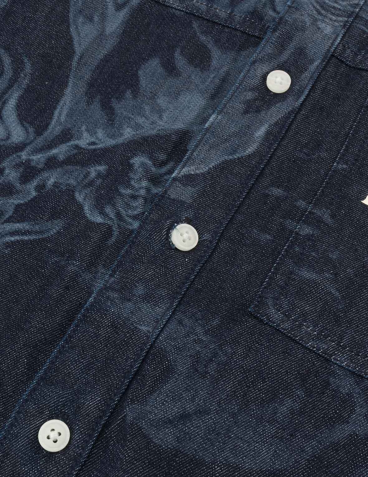 Hakutaku Laser Printed Relax Fit Denim shirt - 8