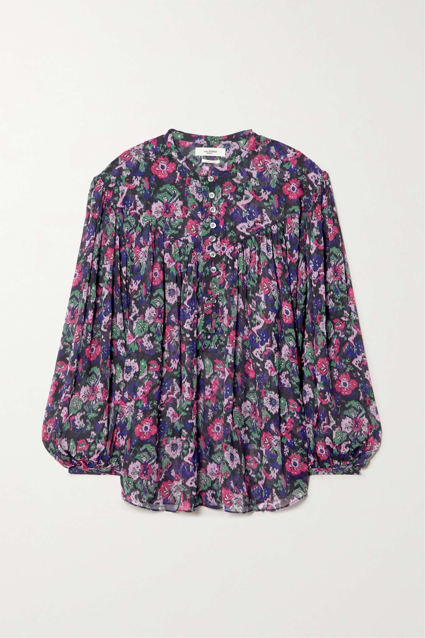 Kiledia gathered floral-print georgette blouse - 1