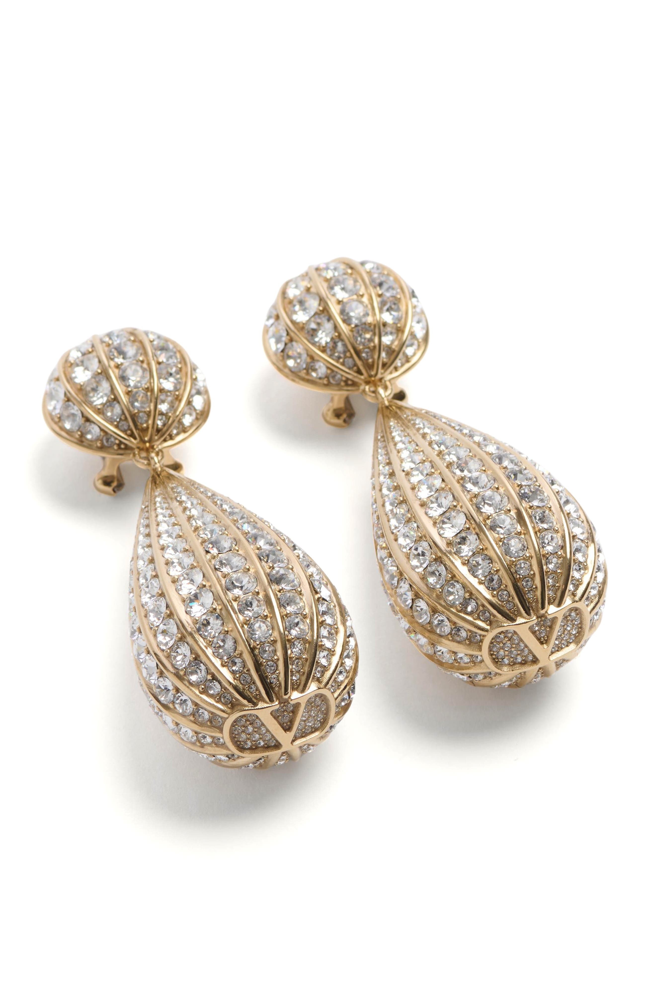 Valentino Garavani Pavé Drop Earrings in Gold at Nordstrom - 5