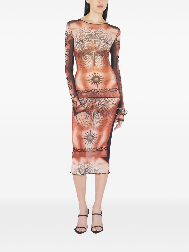 Jean Paul Gaultier long-sleeves tattoo-print top outlook