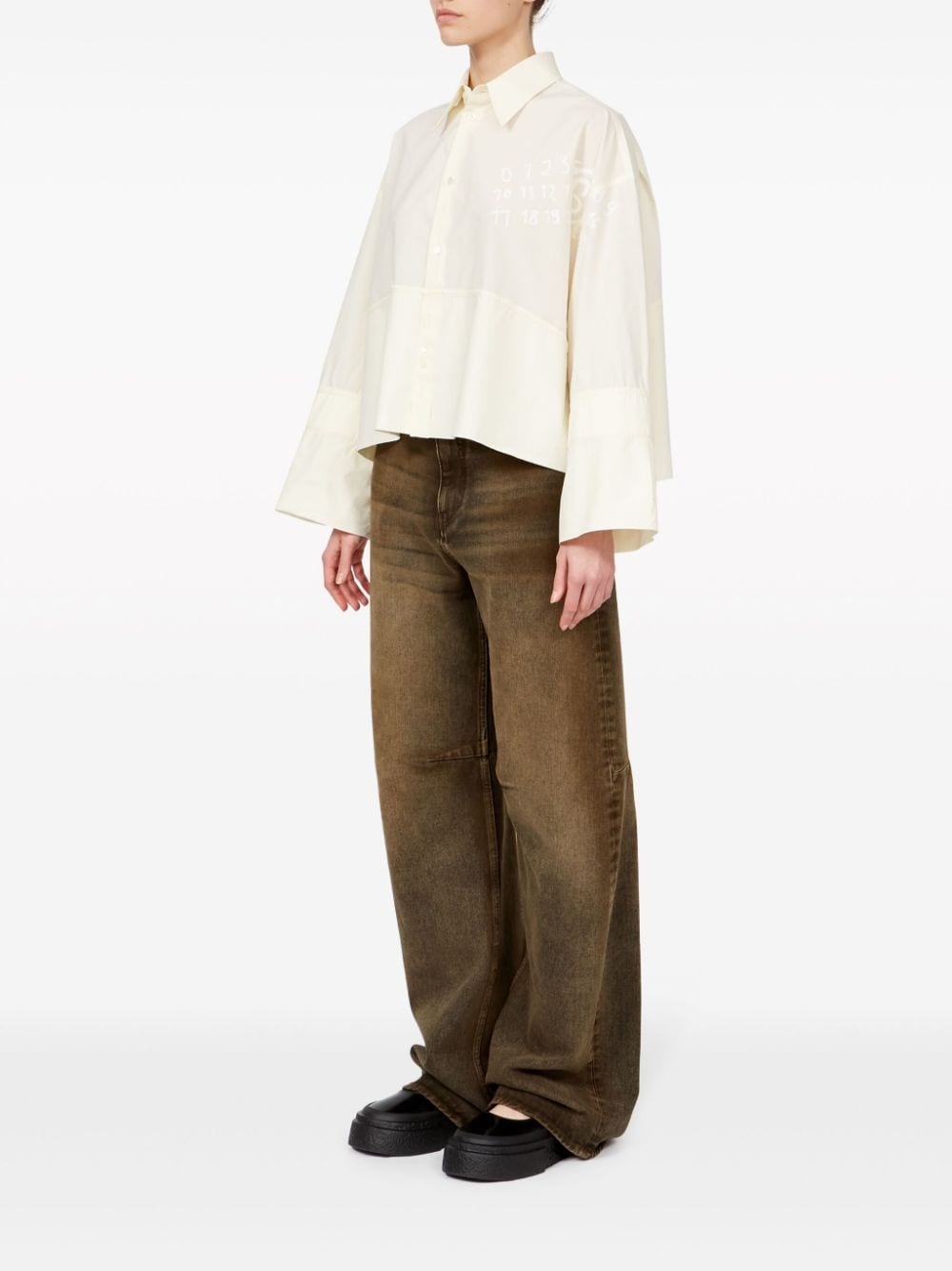 logo-print poplin shirt - 6