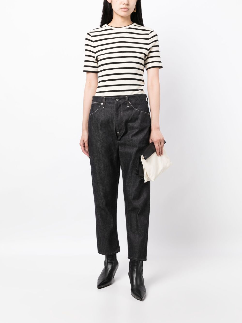 contrast-stitching cotton straight-leg jeans - 2