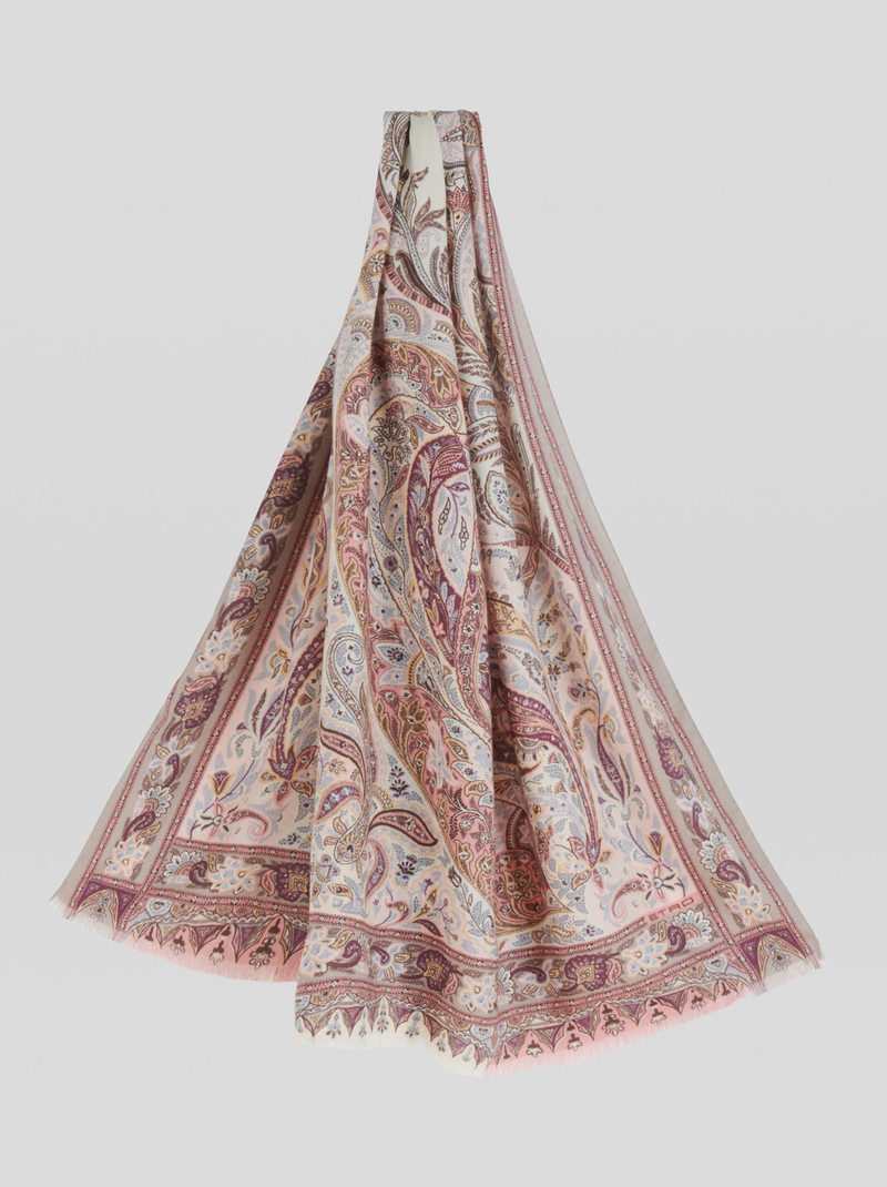 FLORAL PAISLEY CASHMERE와 실크 SCARF 1