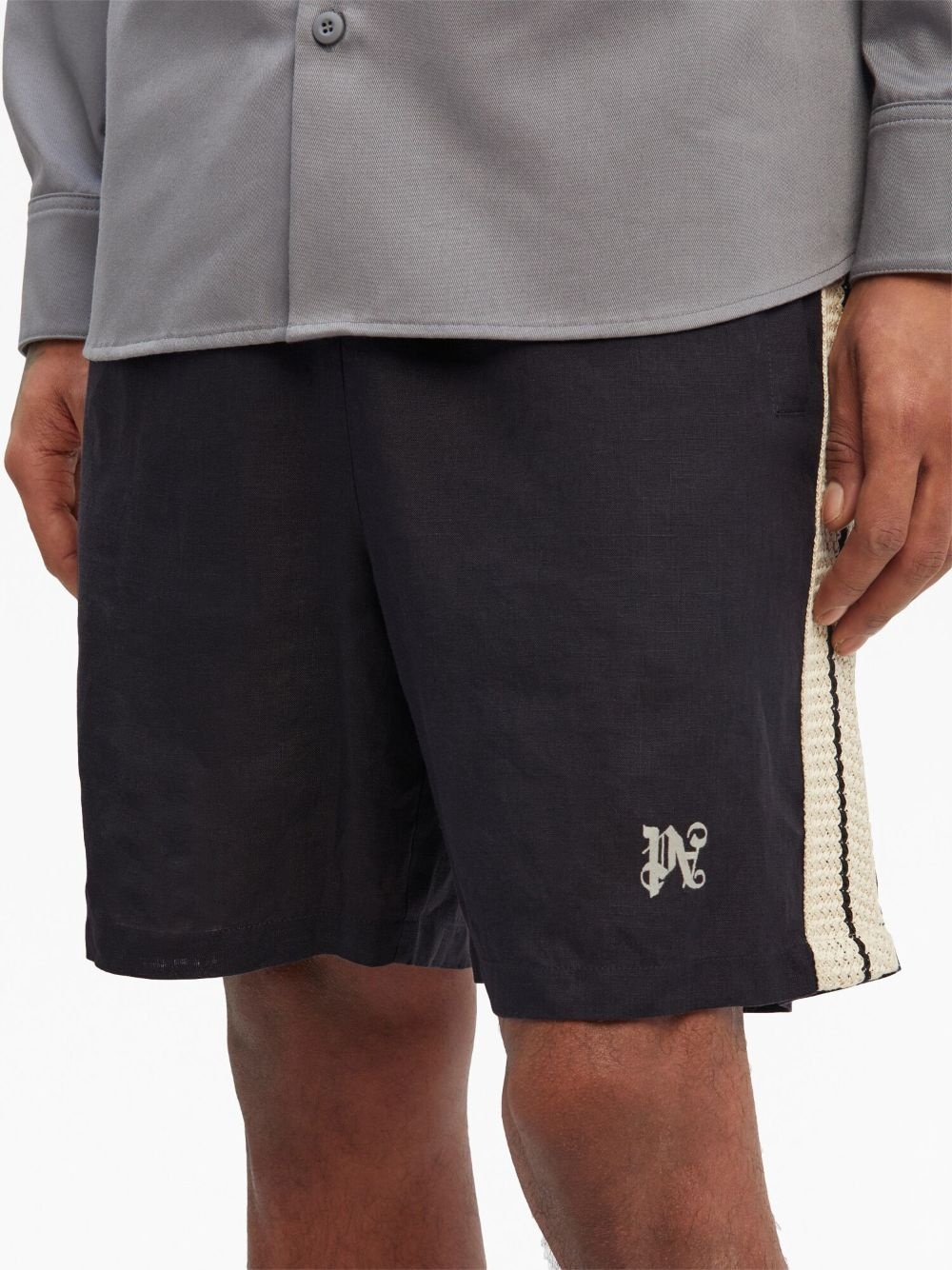 monogram-embroidered striped shorts - 6