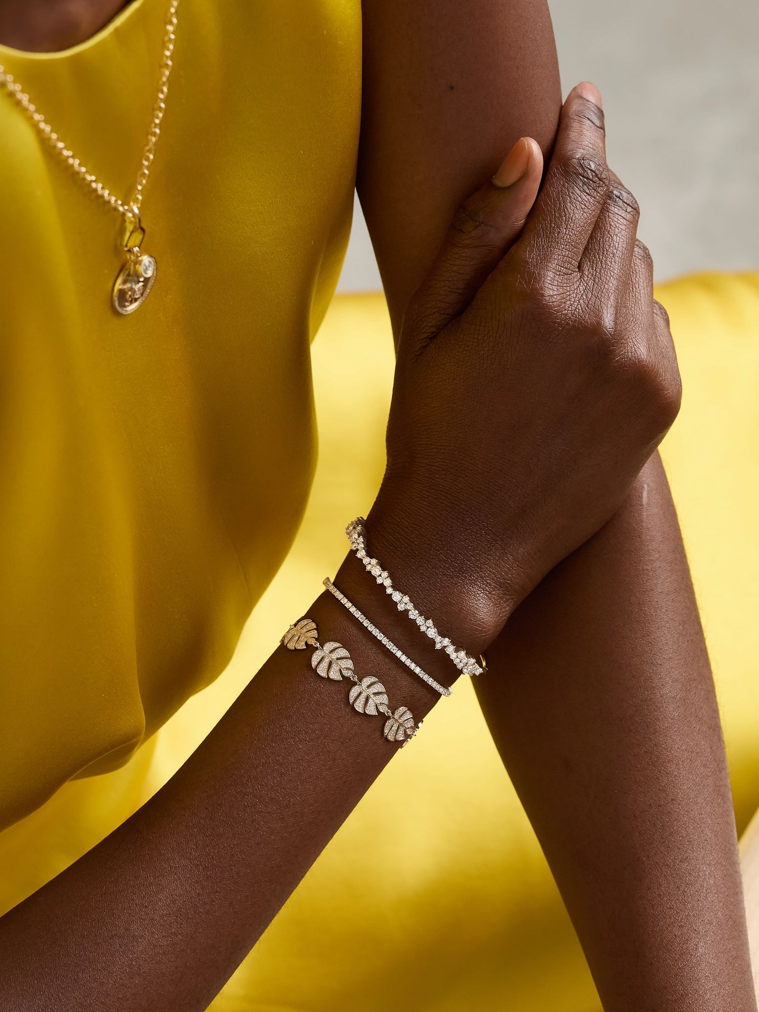 14-karat gold diamond tennis bracelet Gold - 4