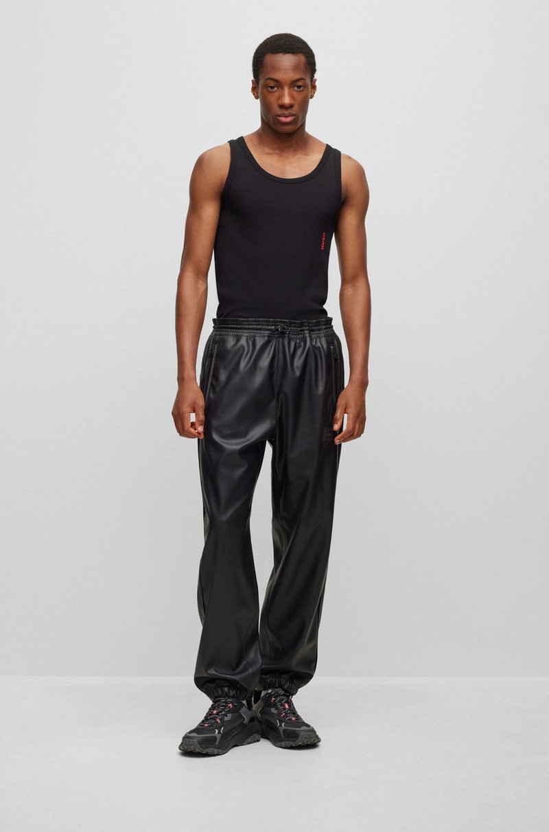 HUGO FAUX-LEATHER TRACKSUIT BOTTOMS WITH FRAMED LOGO outlook