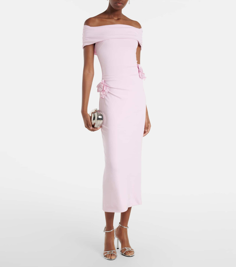 ROLAND MOURET Floral-appliqué jersey midi dress outlook