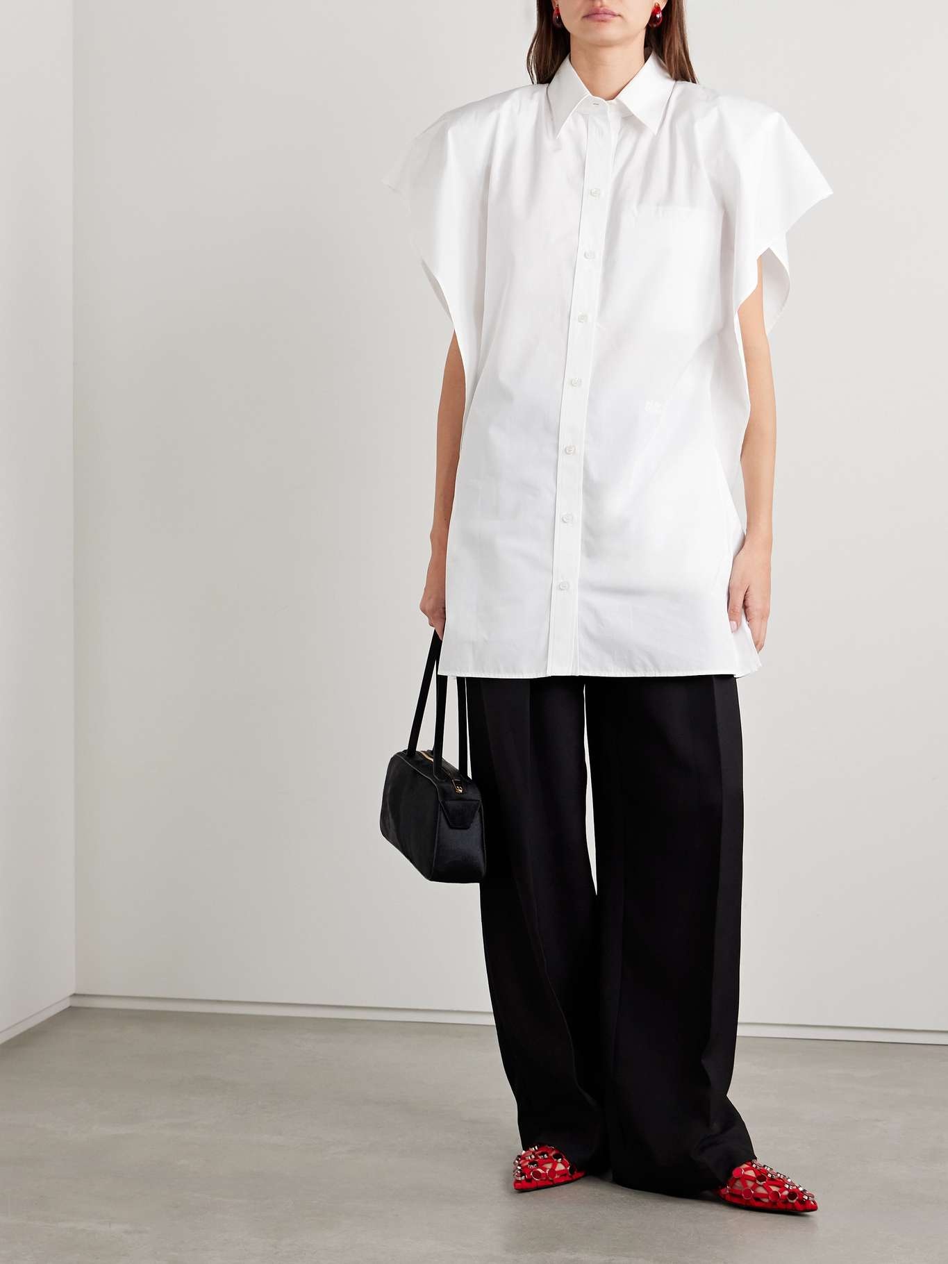 ワンピース STELLA MCCARTNEY COTTON SHIRT DRESS STELLA MCCARTNEY + NET SUSTAIN piqué-trimmed organic cotton