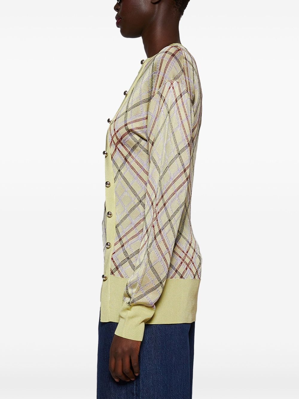 checked cardigan - 4