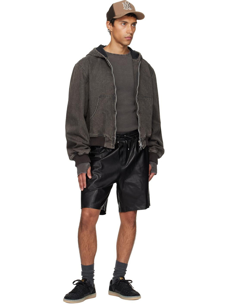 AMIRI Black Lightweight Leather Shorts outlook