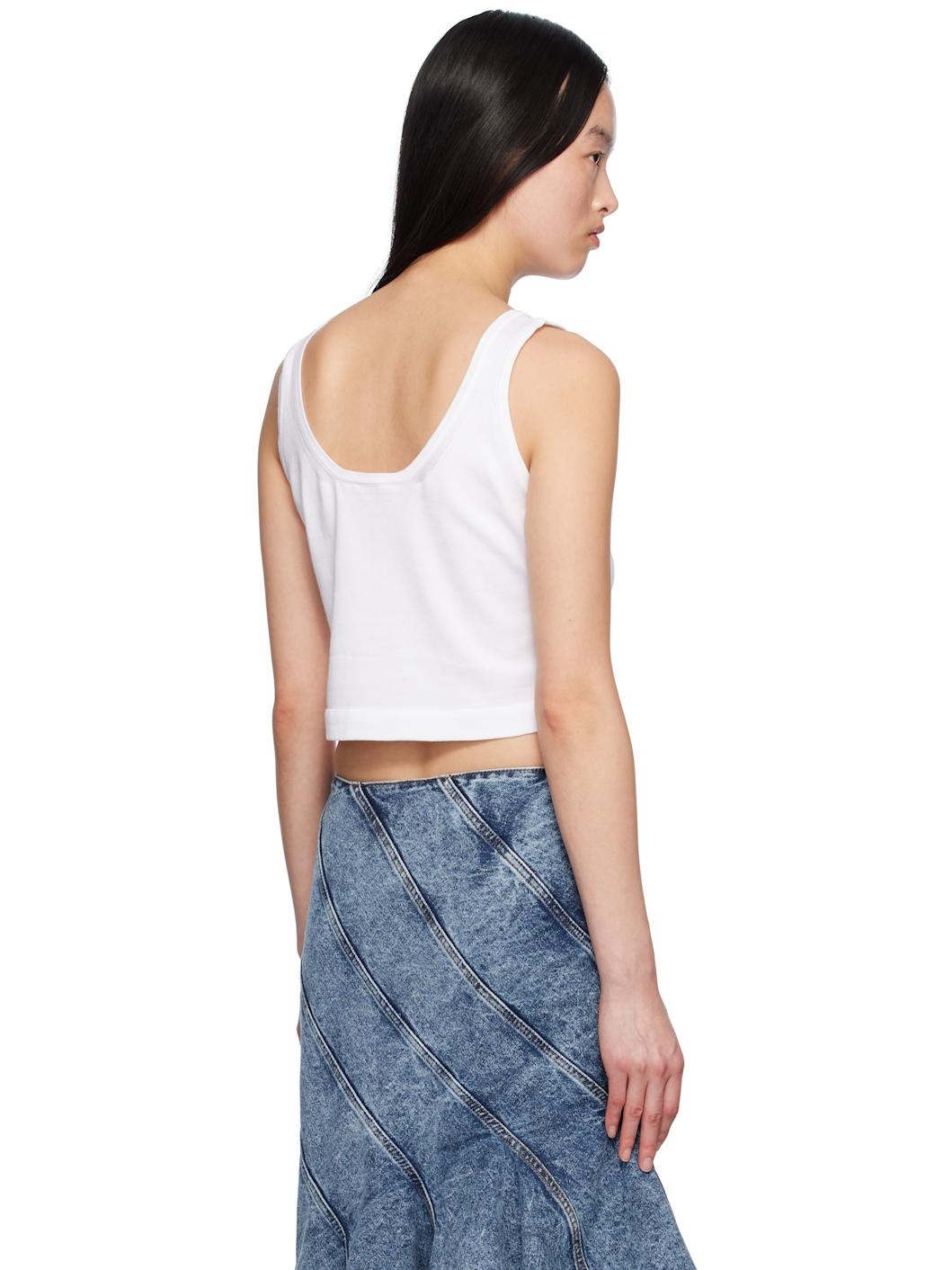 White Crop Tank Top - 3
