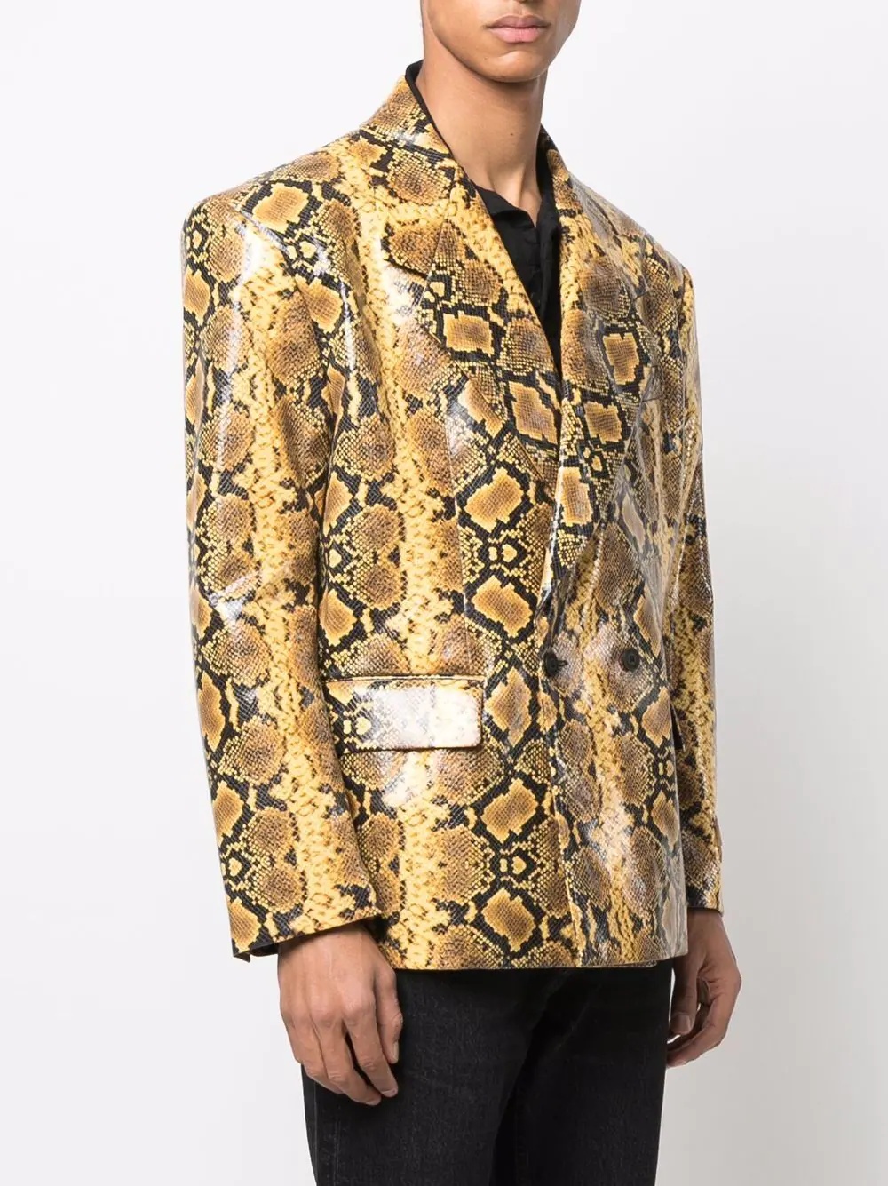 snakeskin-print blazer - 3